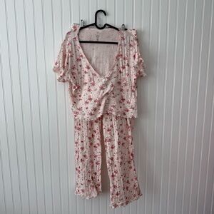 Joie Pajama Set Cropped Top 100% Organic Cotton